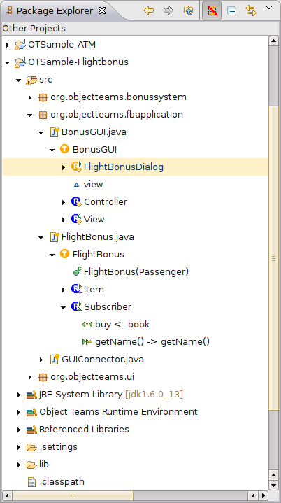 Object Teams package explorer logical view
